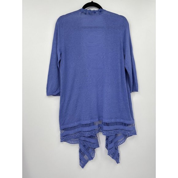 Chico's Tassel Cardigan Open Front Linen Blend Blue Size 1 (8) - Picture 7 of 7